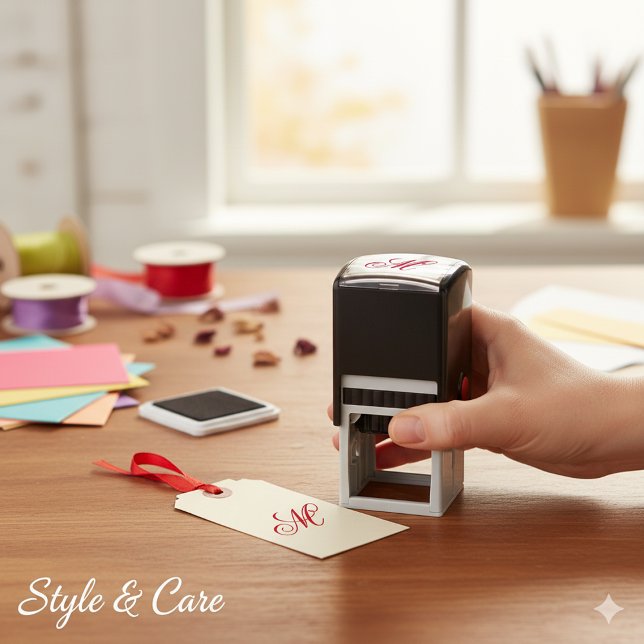 Anpassningsbar Personlig Stilfull Monogram Självfärgande Stämpel (Customizable Personalized Stylish Monogram Self-inking Stamp)