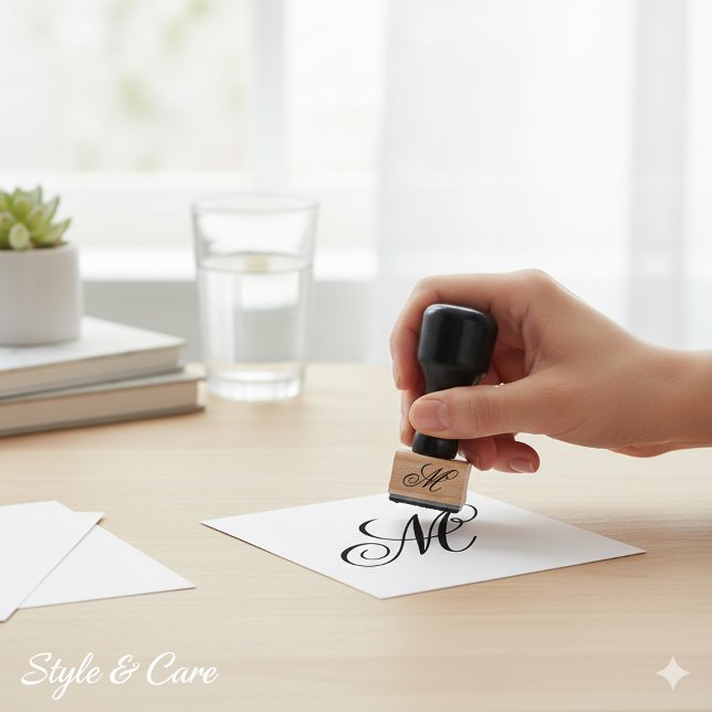 Anpassningsbar Personlig Stilfull Monogram Stämpel (Customizable Personalized Stylish Monogram Rubber Stamp)
