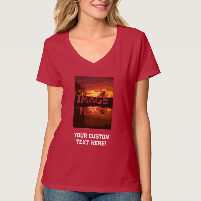 Anpassningsbar Personlig V Nacke T-Shirt (Framsida)