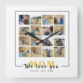 Anpassningsbar Personlig Vi Kärlek You Mamma Foton Fyrkantig Klocka
