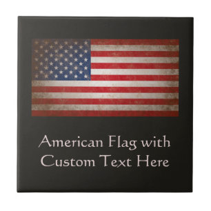 Anpassningsbar Personlig Vintage American Flagga P Kakelplatta