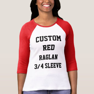 Anpassningsbar Personlig Womens RED 3/4 SLEEVE RAG Tee Shirt