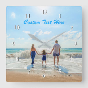 Anpassningsbar Personligen för foto- och textklock Fyrkantig Klocka
