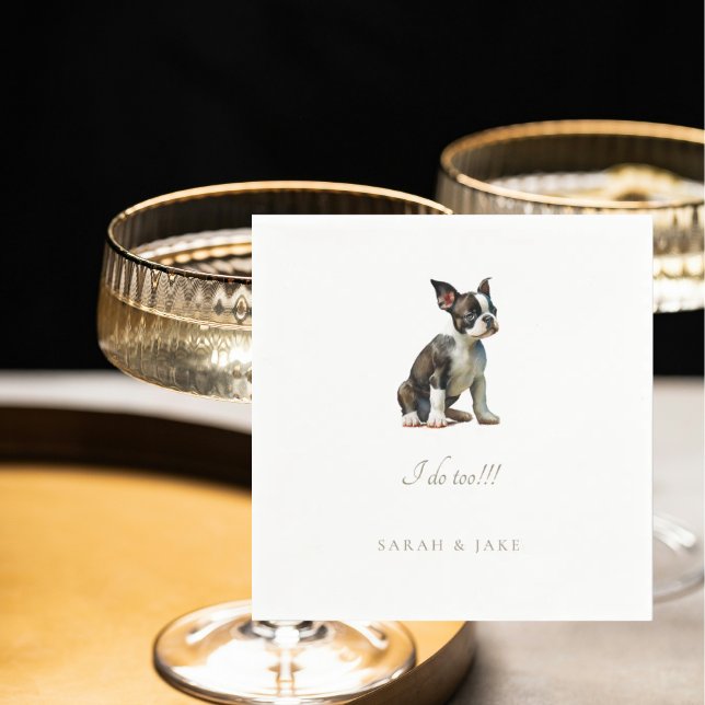 Anpassningsbar Pet Boston Terrier Pet Bröllop Napk Pappersservett (Skapare uppladdad)