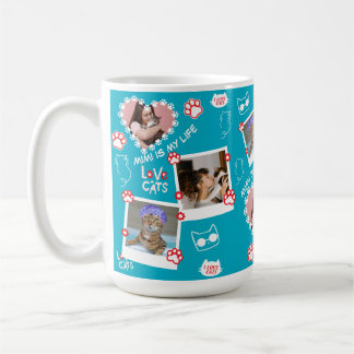 Anpassningsbar Pet Cat Photo Ansikte Collage Mugg