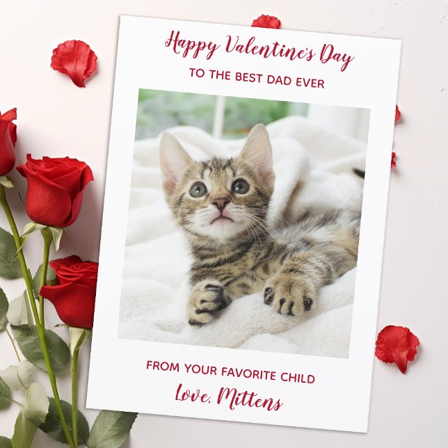 Anpassningsbar Pet Cat Photo Best Pappa Alltid Val Julkort (Skapare uppladdad)