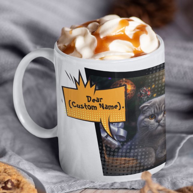 Anpassningsbar Pet Cat Photo Collage Tecknad Funny Kaffemugg (Skapare uppladdad)