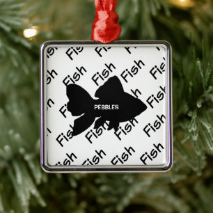 Anpassningsbar Pet Fish Silhouette Julgransprydnad Metall