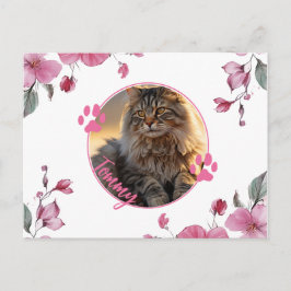 Anpassningsbar Pet-fotovykort med Namn - Blommigt  Vykort