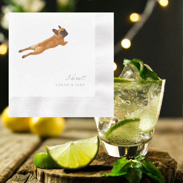 Anpassningsbar Pet Fransk Bulldog Bröllop myntad Pappersservett (Skapare uppladdad)