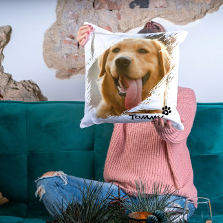 Anpassningsbar Pet Friends Photo & Namn Dekorativ Kudde