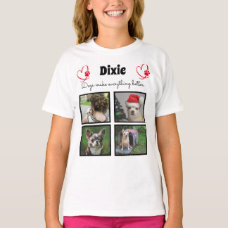 Anpassningsbar pet hund älskare 4 fotokollage för t shirt