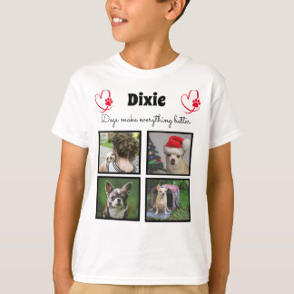 Anpassningsbar pet hund älskare 4 fotokollage för t shirt