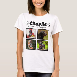 Anpassningsbar pet hund älskare 4 fotokollage t shirt