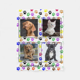 Anpassningsbar Pet Hund älskare 4 Photo Collage Gi Fleecefilt