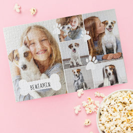 Anpassningsbar Pet Hund Bone & Paw Print Photo Col Pussel