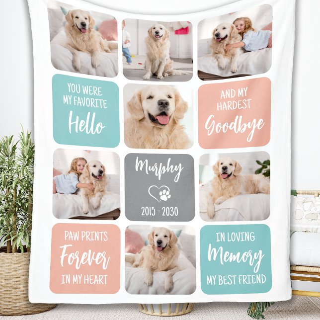Anpassningsbar Pet Hund Memorial Chic Pastel Färg  Fleecefilt (Skapare uppladdad)