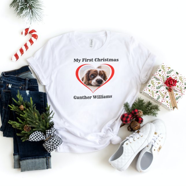 Anpassningsbar Pet-Hund Photo First Pet-jul-Helgda T Shirt (Skapare uppladdad)