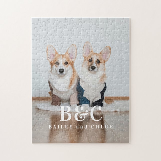 Anpassningsbar Pet Hund Photo med Namn Pussel (Vertikal)