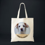 Anpassningsbar Pet Hund Photo med Namn Tygkasse<br><div class="desc">Ta med dig ditt sällskapsdjur, eller åtminstone en bild av honom eller henne med den här roligten. Ladda bara upp ett foto av ditt sällskapsdjur hund, din katt eller andra päls baby och det placeras i cirkeln. Lägg till ditt husdjurs namn eller så kan du användan "mamma till [ange husets...</div>