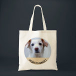Anpassningsbar Pet Hund Photo med Namn Tygkasse<br><div class="desc">Ta med dig ditt sällskapsdjur, eller åtminstone en bild av honom eller henne med den här roligten. Ladda bara upp ett foto av ditt sällskapsdjur hund, din katt eller andra päls baby och det placeras i cirkeln. Lägg till ditt husdjurs namn eller så kan du användan "mamma till [ange husets...</div>