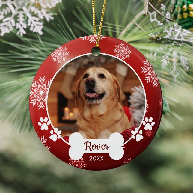 Anpassningsbar Pet Hund Photo Tass avtryck Red-jul Julgransprydnad Keramik (Skapare uppladdad)