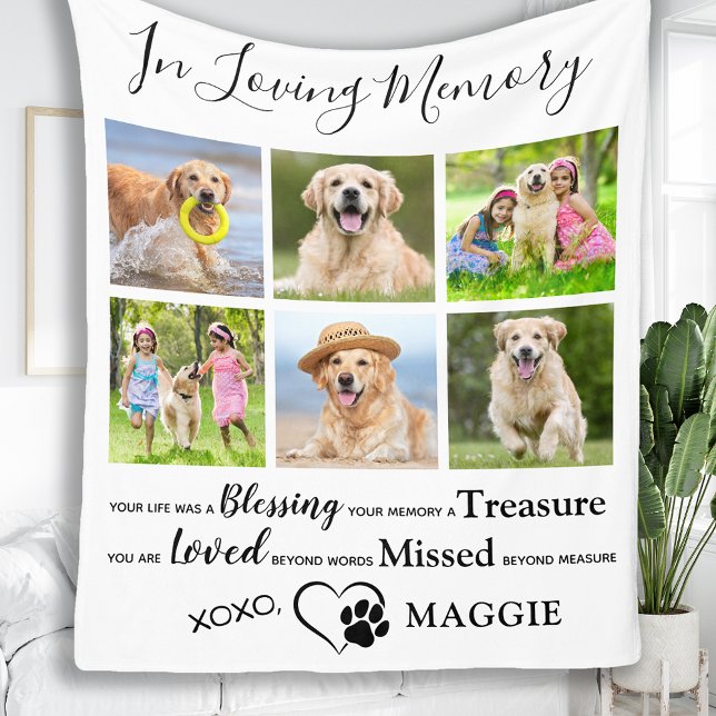 Anpassningsbar Pet Memorial Gift Memory Hund 6 Pho Fleecefilt (Skapare uppladdad)