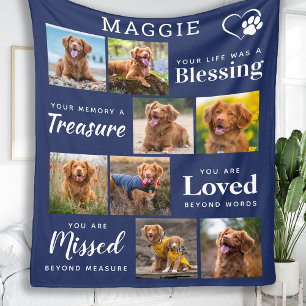 Anpassningsbar Pet Memorial Memory 8 Photo Collage Fleecefilt