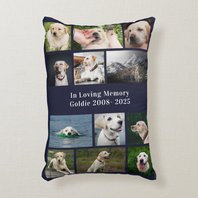 Anpassningsbar Pet Memorial Pet Loss Gift Hund Pho Prydnadskudde (Framsidan(Vertikal))