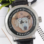 Anpassningsbar Pet Memorial Pet Loss Keepsaké Hund Armbandsur<br><div class="desc">Ät din bästa vän med en minnesklocka för foto med anpassningsbar. Denna unika minnesstund är perfektens gåva till dig själv, familj eller vänner för att betala hyllning till din älskade. Den här unika minnesklockan i hund har en enkel svartvit design med dekorativa skript. Citat: "Om Kärlek hade kunnat rädda dig...</div>