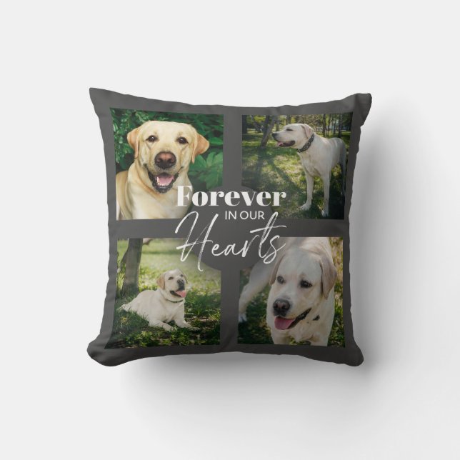 Anpassningsbar Pet Memorial Photo Typography Grått Kudde (Framsida)