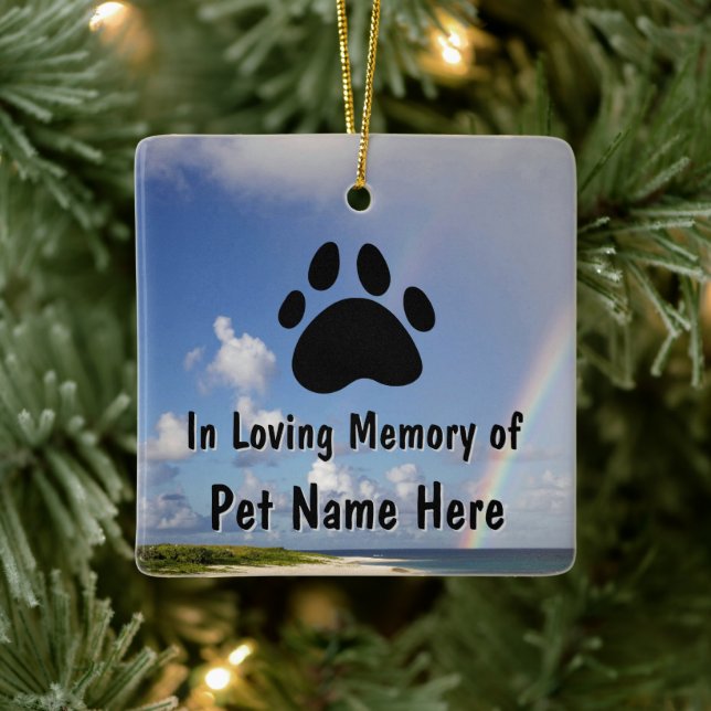 Anpassningsbar Pet Memorial Rainbow Julgransprydnad Keramik (Träd)