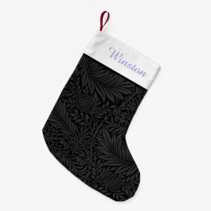 Anpassningsbar Pet Namn Black Blommigt Lavender-sk Liten Julstrumpa