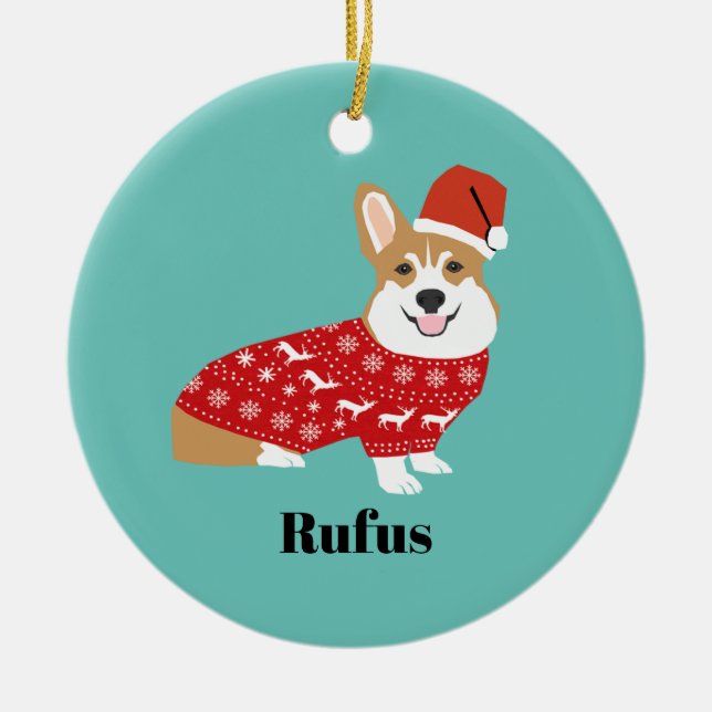 Anpassningsbar pet namn corgi christmas ornament (Framsidan)