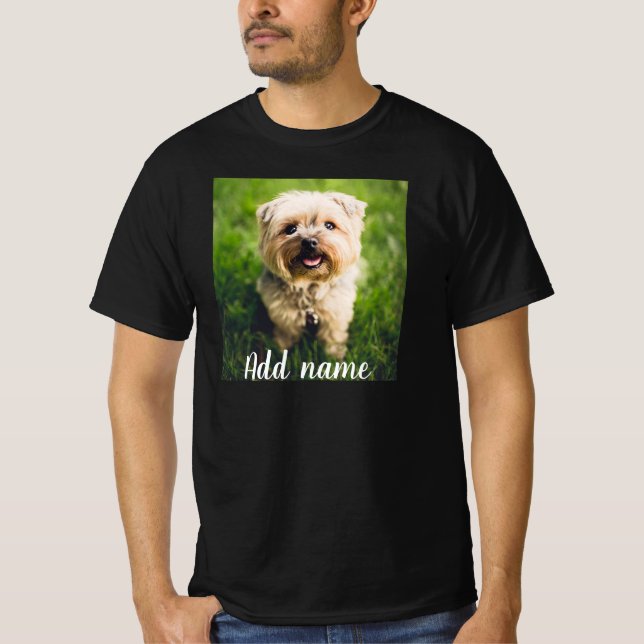 Anpassningsbar Pet Photo and Namn T-Shirt (Framsida)