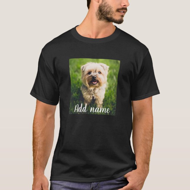 Anpassningsbar Pet Photo and Namn T-Shirt (Framsida)