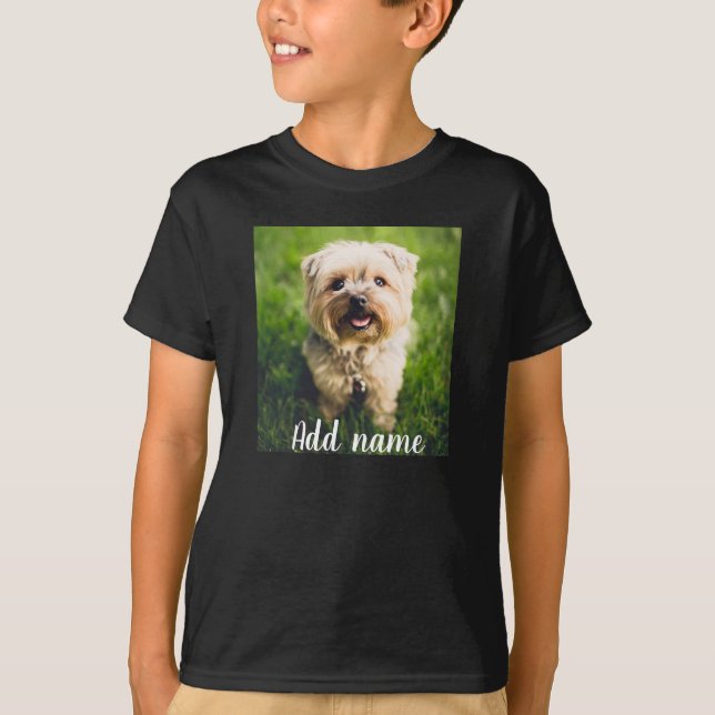 Anpassningsbar Pet Photo and Namn T-Shirt (Framsida)