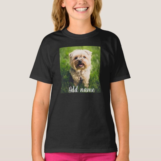 Anpassningsbar Pet Photo and Namn T-Shirt (Framsida)