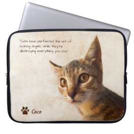 Anpassningsbar Pet Photo Cat Hund med Namn-offertm Laptop Fodral