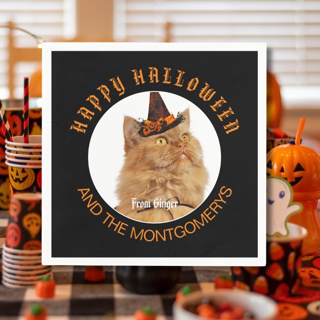 Anpassningsbar Pet Photo Cat Lover Orange Black Ha Pappersservett (Skapare uppladdad)