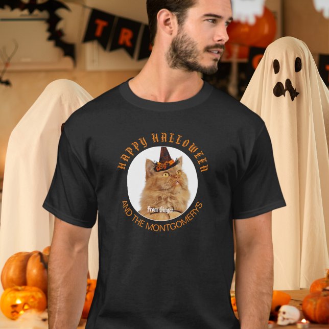 Anpassningsbar Pet Photo Cat Lover Orange Black Ha T Shirt (Skapare uppladdad)