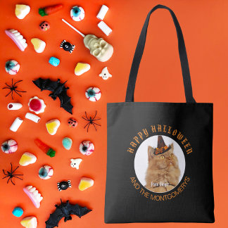 Anpassningsbar Pet Photo Cat Lover Trick Treat Hal Tygkasse