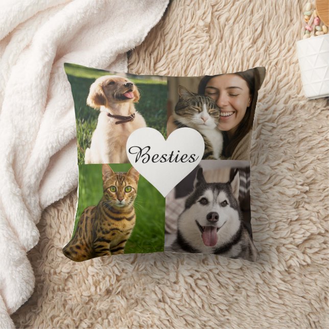 Anpassningsbar Pet Photo Collage Gift för Djurälsk Kudde (Filt)