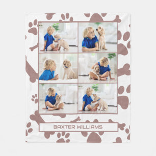 Anpassningsbar Pet Photo Collage Namn Tass avtryck Fleecefilt