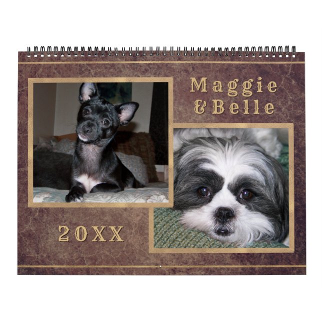 Anpassningsbar Pet Photo Copper Guld Calendar Kalender (Omslag)