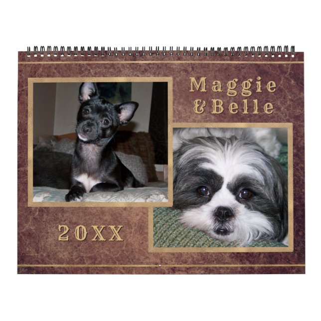 Anpassningsbar Pet Photo Copper Guld Calendar Kalender (Omslag)