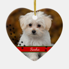 Anpassningsbar Pet Photo ~ Dubbla Sided Heart Julgransprydnad Keramik