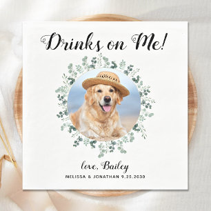 Anpassningsbar Pet Photo Eucalyptus Hund Bröllop O Pappersservett