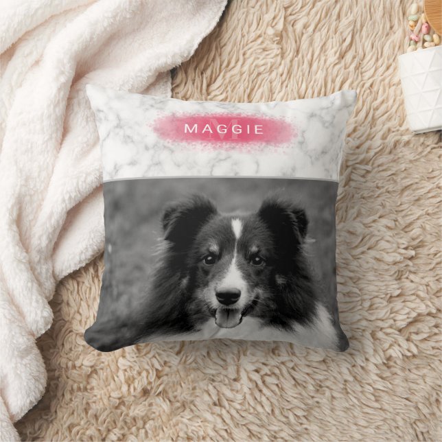 Anpassningsbar Pet Photo & Faux Marble Struktur me Kudde (Filt)