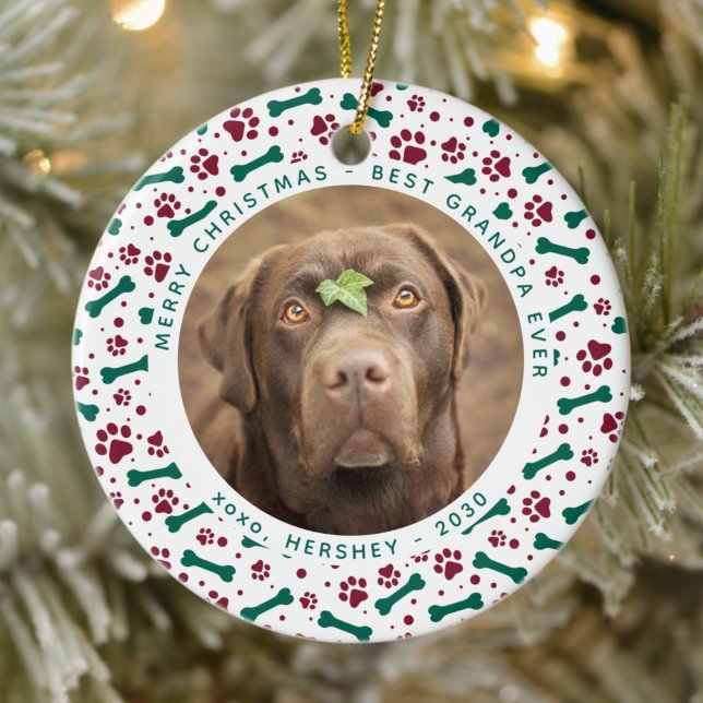 Anpassningsbar Pet Photo Festive Tass avtryck Hund Julgransprydnad Keramik (Skapare uppladdad)